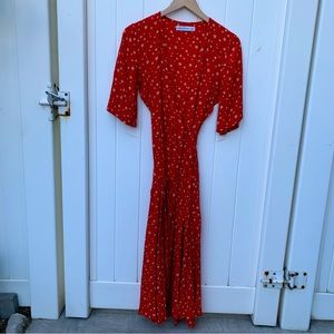 Faithfull the Brand Orange Flower Wrap Dress
